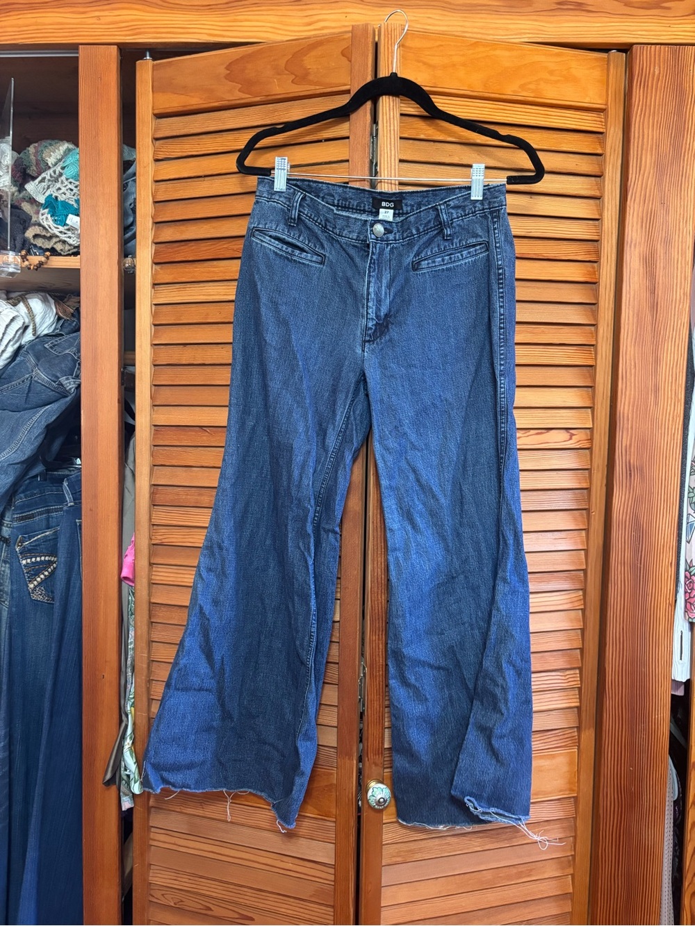 Wide Leg Dark Blue Denim Jeans